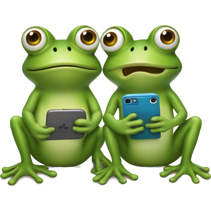 two frog with a phone in his hands emoji