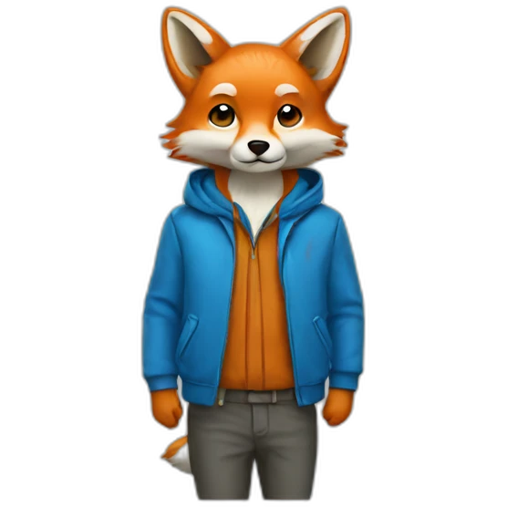 Fox wearing a blue jacket emoji