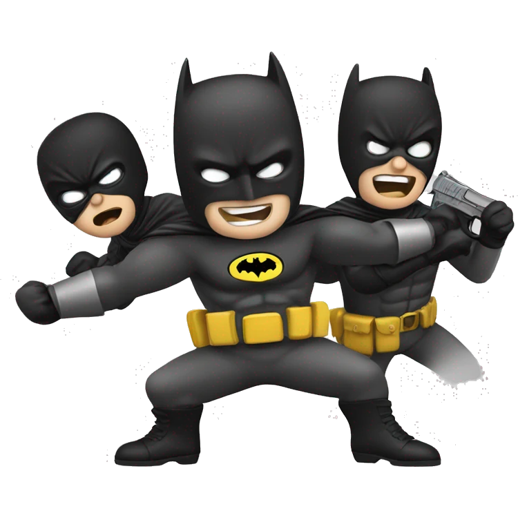 Batman fighting 3 robbers emoji