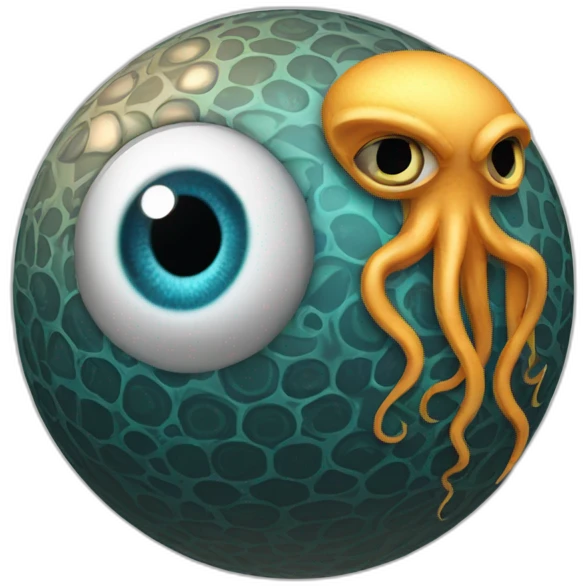 3d sphere with a cartoon Squid skin texture with Eye of Horus emoji