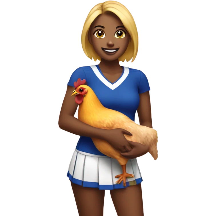 cheerleader holding chicken emoji