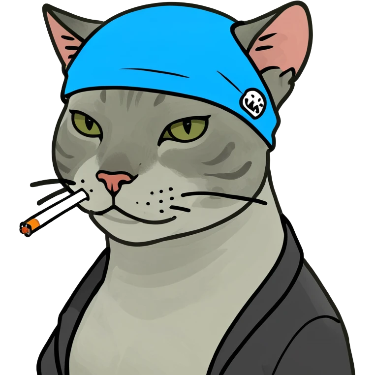 Cat wearing durag and smoking a cigarette  emoji