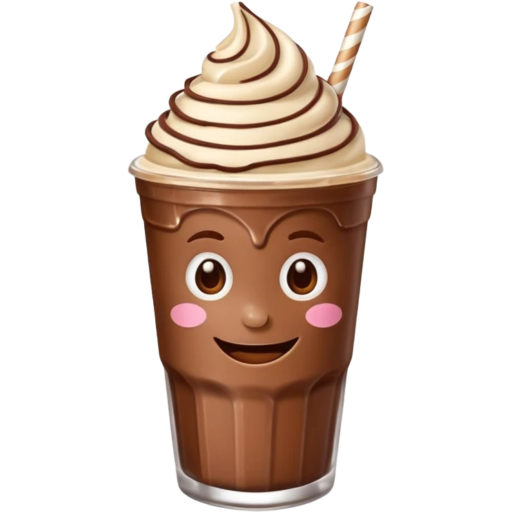 milkshake with a face, chocolate emoji