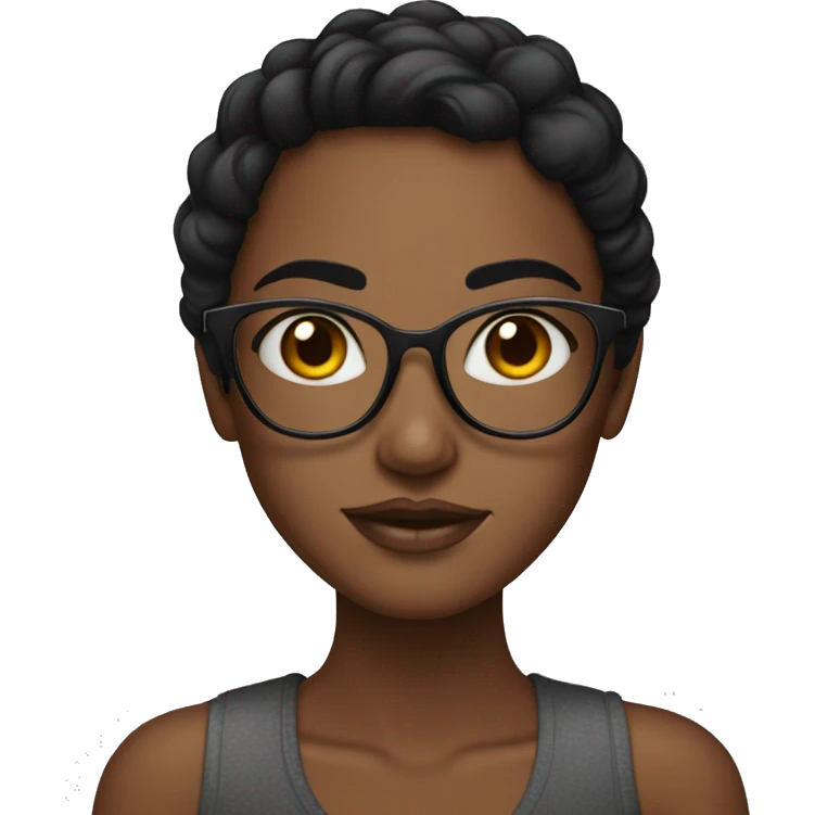 brunete with glasses and freckle emoji