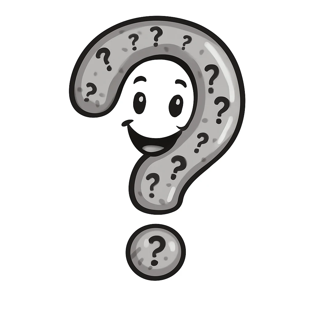 Add a smiling face to the funny question mark in the same style as the original image. emoji
