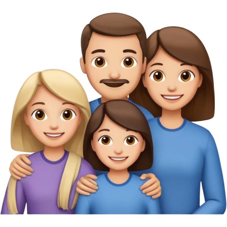 Happy family of 5: mom, dad, sisters and brother emoji