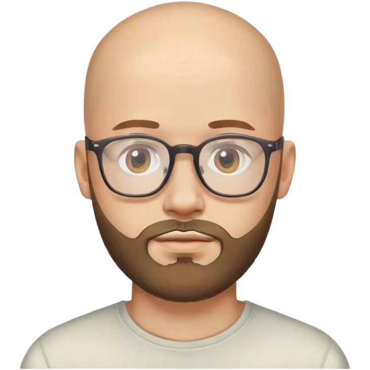 young bald man with beard glasses emoji