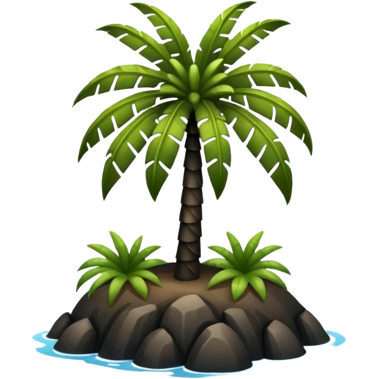 Palmera de color negro y isla negra emoji