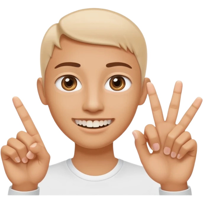 only 2 eyes with invisalign with finger pointing straight the screen emoji