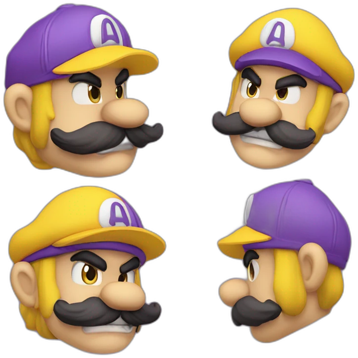 Wario with à yelow cap a violet overhall and à yellow shirt emoji