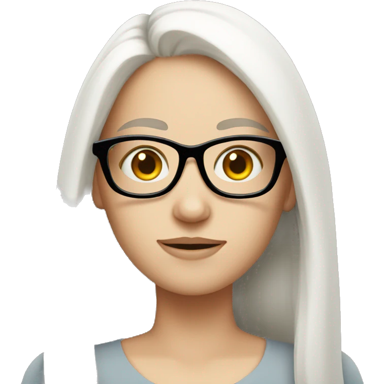 White girl with long hair wear glasses emoji