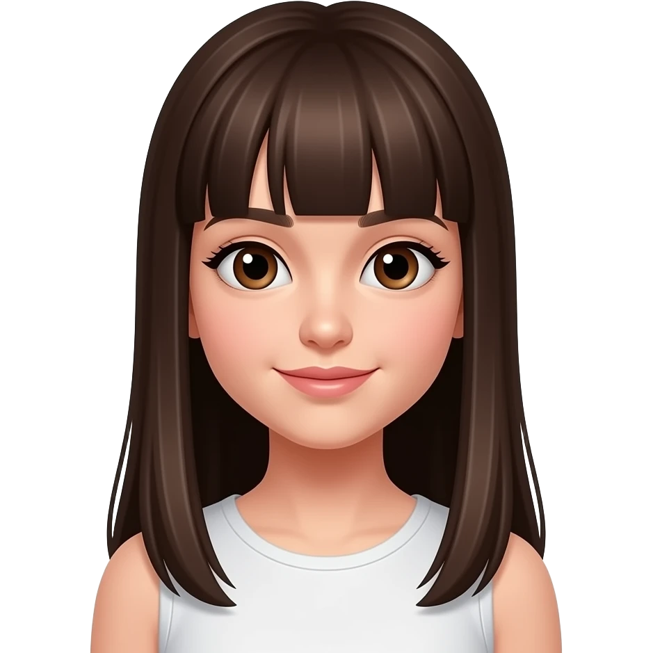 chica pelo moreno muy  oscuro largo y liso  sin flequillo  y ojos marrones emoji