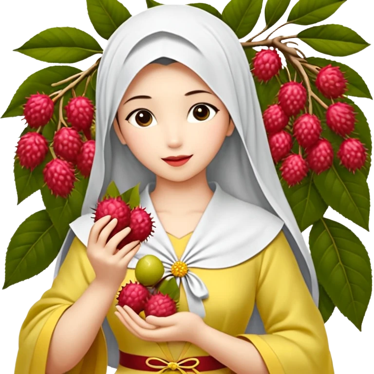 Cewek manis berambut pirang di gerai indah seperti Belle (princess Disney) memakai gaun kuning dan dia memakai bunga cantik di atas rambutnya rambutnya tertiup angin dan dia tersenyum manis emoji