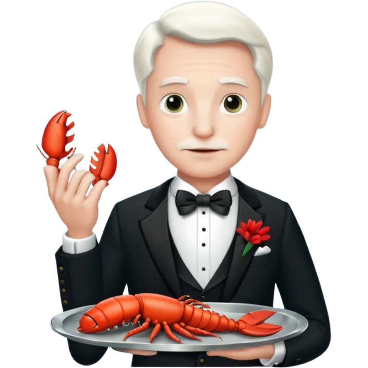Alfred the butler from batman with lobster claws emoji