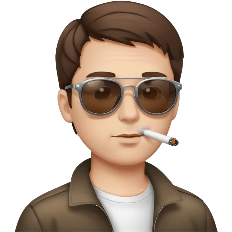 🧑🏻🕶️💨 short brown hair white skin man emoji