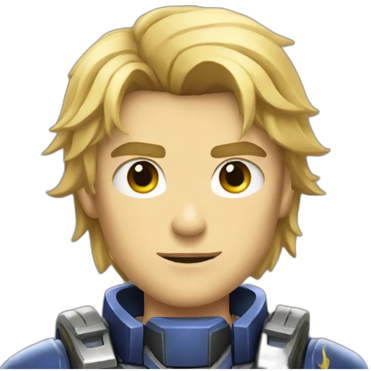 starcraft blonde hair marine male with a tough face expression emoji