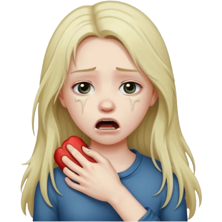 A girl choking herself emoji