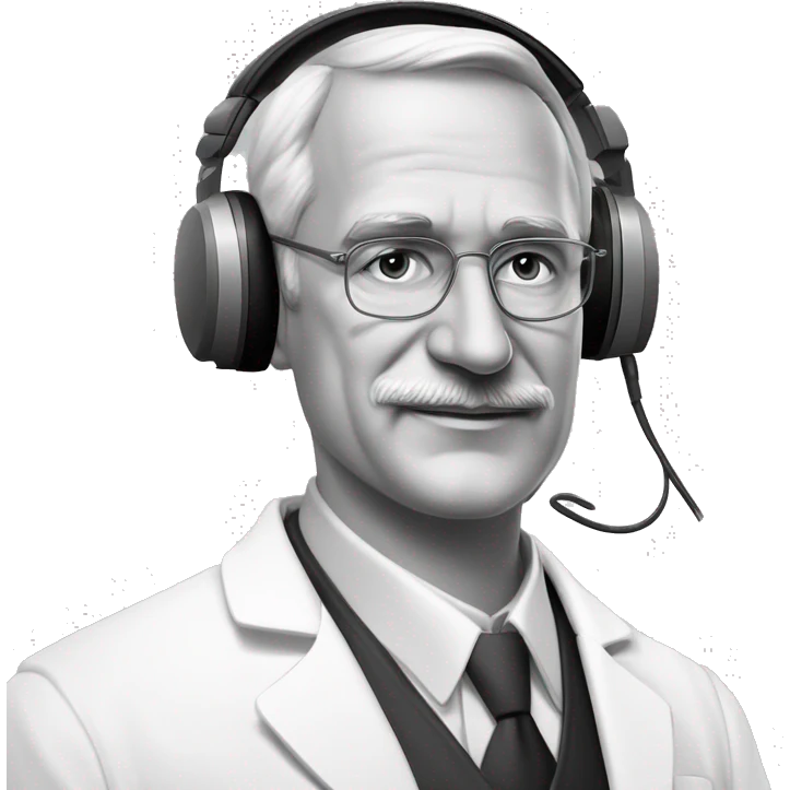  Nikolai Ivanovich Pirogov, eminent Russian physician-surgeon in black and white style with grey halftone elements in Bigger Size Headphones with Podcast Microphone
 emoji