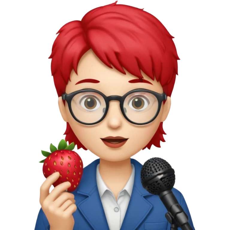 strawberry front the mic with glasses  emoji