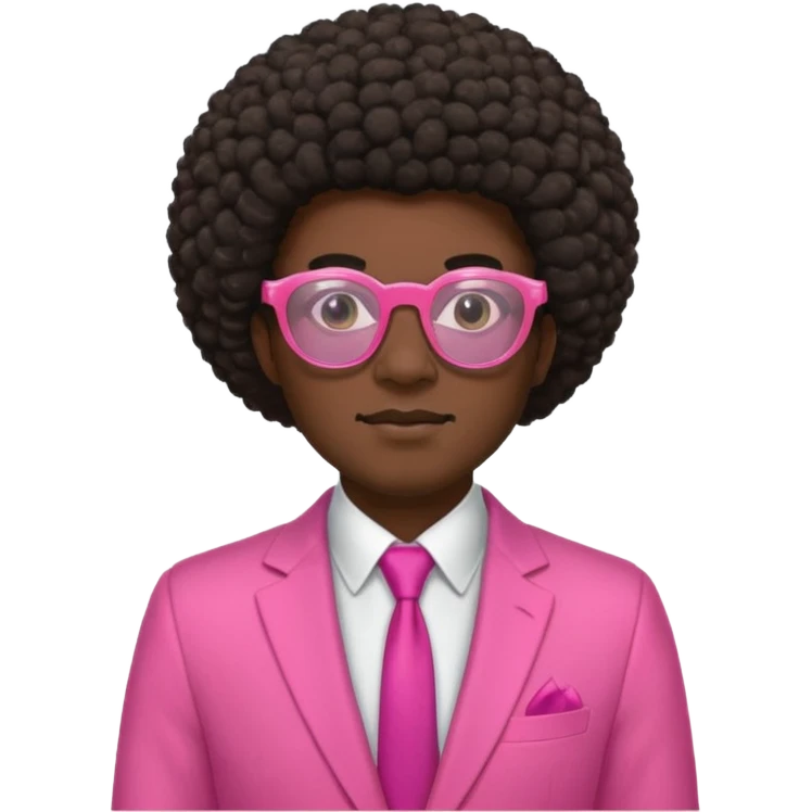 afro hair man pink suit pink glasses emoji