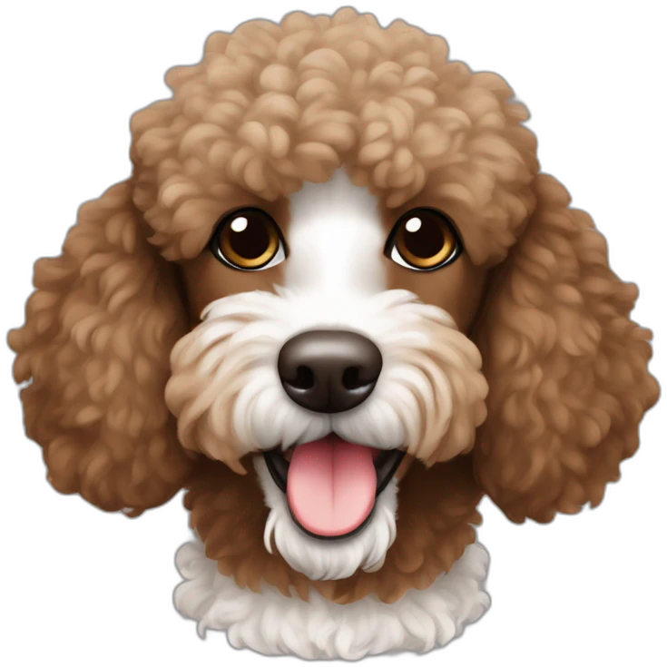 scruffy brown poodle with white stripe on face emoji