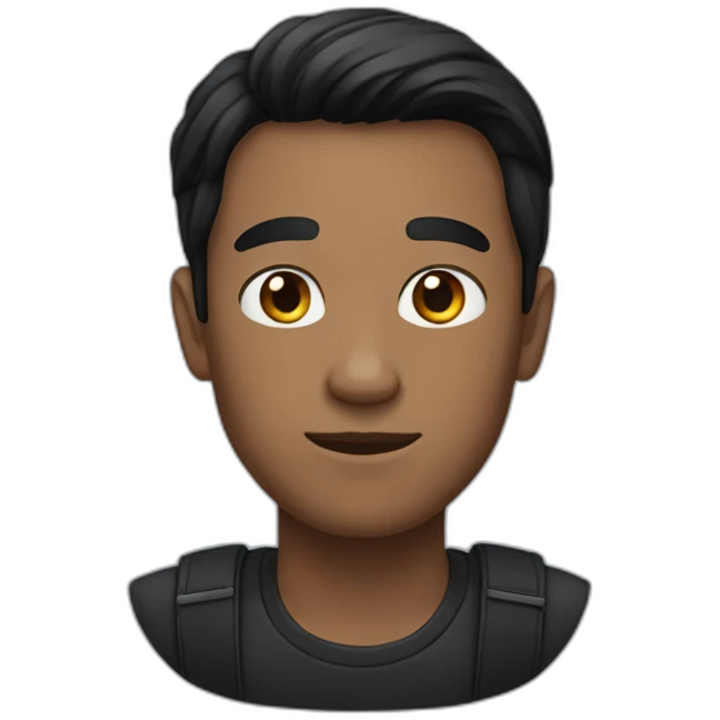 a black-haired man with a black cat emoji