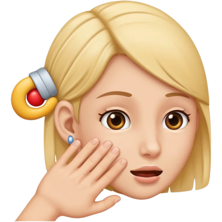 Hand tugging on ear emoji