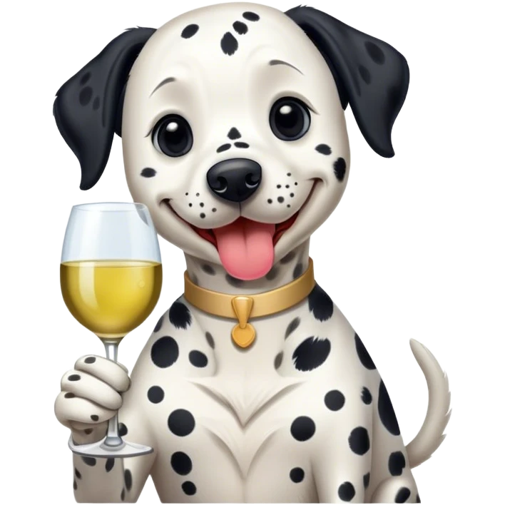 Dalmatian dog drinking white wine emoji