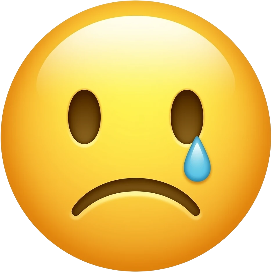 Sad😭🥺🥲 a Yellow head not a human JUST round circle with a little tears sliding Down his face emoji