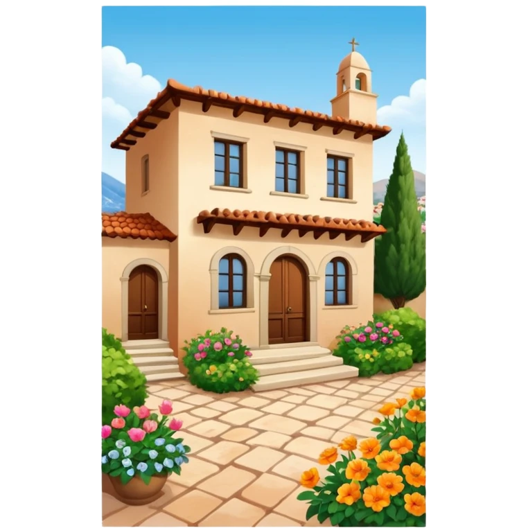 Mediterranean house with garden emoji
