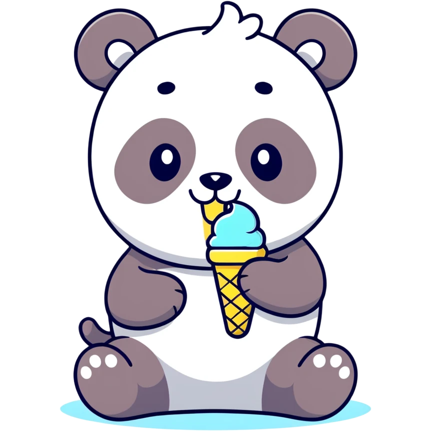 Panda eating ice cream emoji