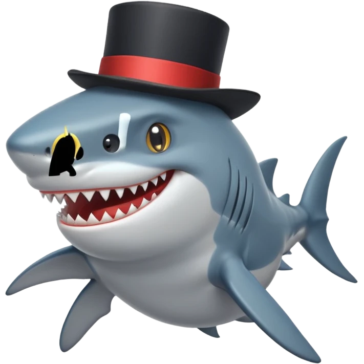 Shark with a top hat emoji