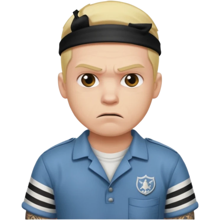 angry blonde tattooed male prisoner with prison BG emoji