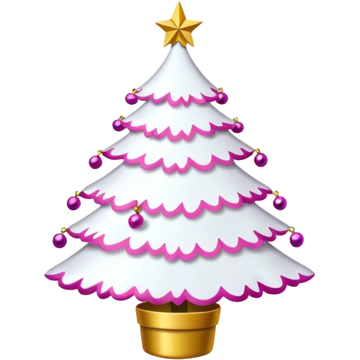 WHITE CHRISTMAS TREE WITH PINK BOWS AND GOLD TINSEL emoji