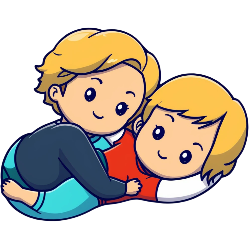 Short haired brunette woman laying on the lap of a long blonde haired woman emoji