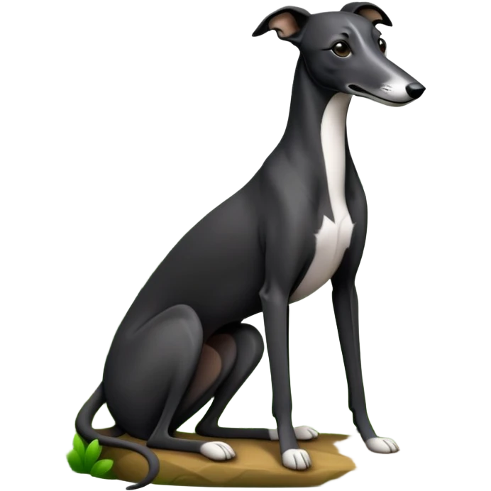 Black greyhound sitting in forest emoji