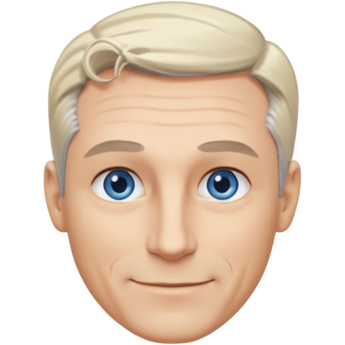 Avatar pic male gray hair blue eyes clean shaven blonde eyebrows high cheekbones sly smile long eyelashes emoji
