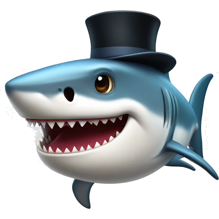 Shark with a top hat emoji