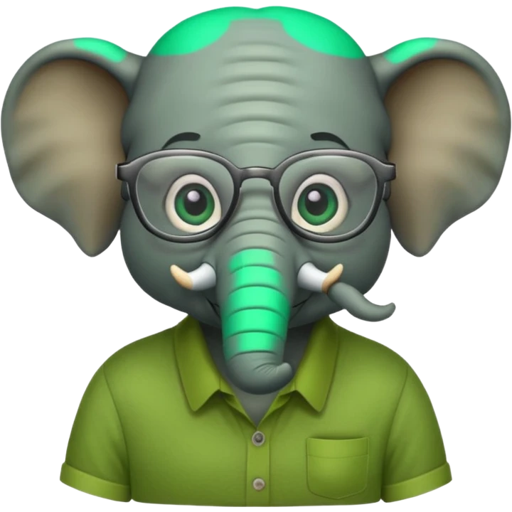 elephant wtih glasses and green shirt emoji