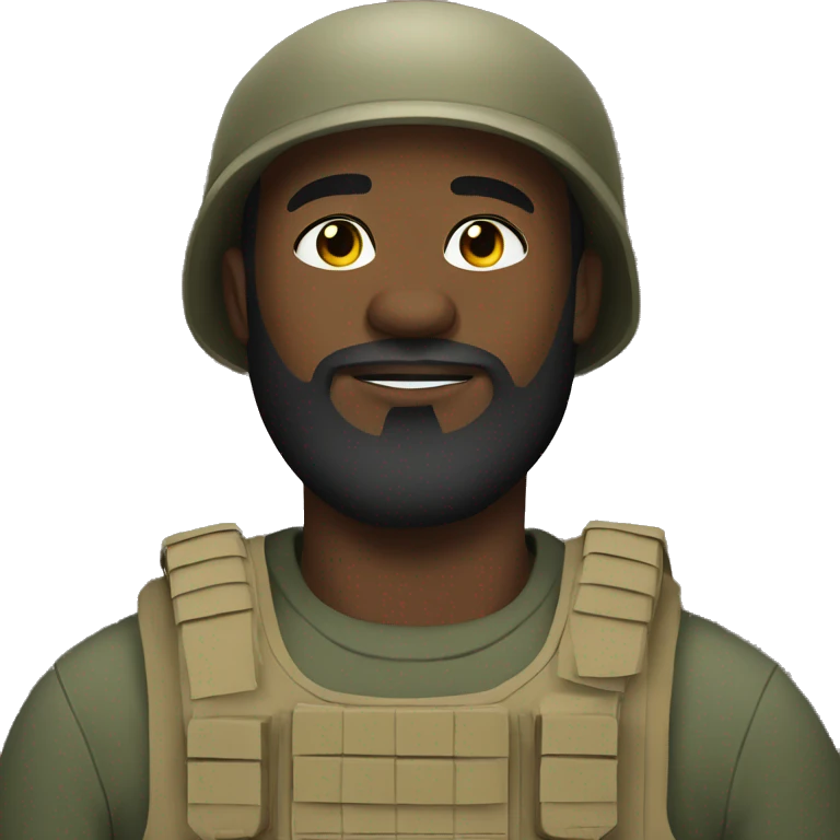 soldier black man with beard gaming emoji
