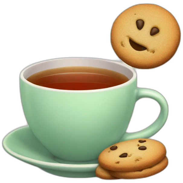 cup of tea with a cookie emoji