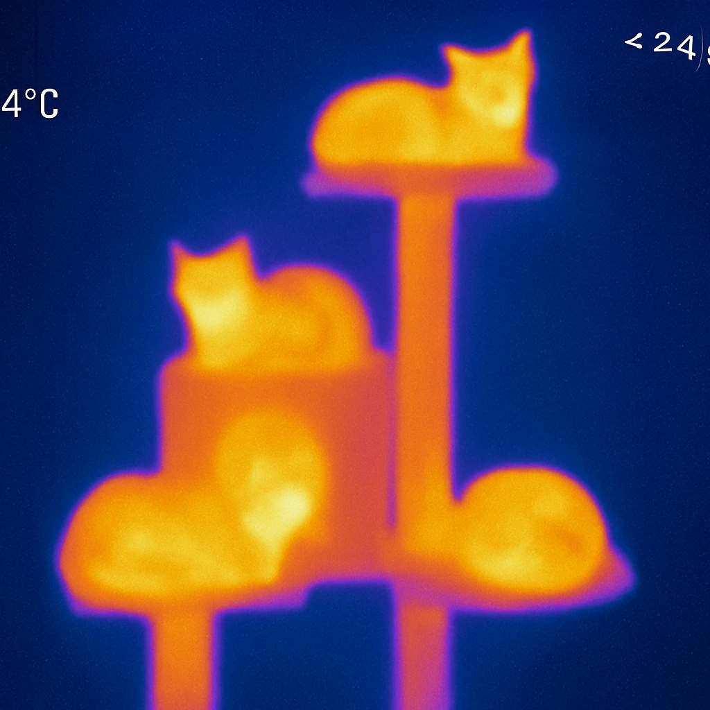 cats relaxing in a vertical playhouse emoji