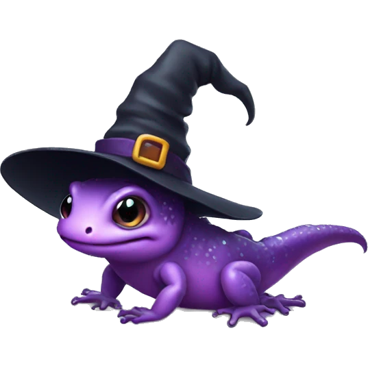 cute little salamander wearing a witch hat emoji