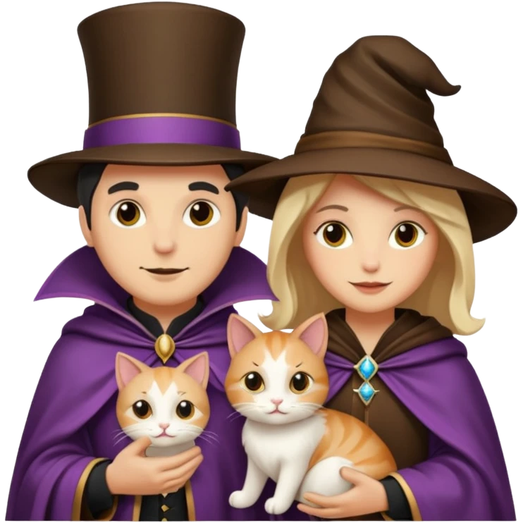 magician couple and their pet cat emoji