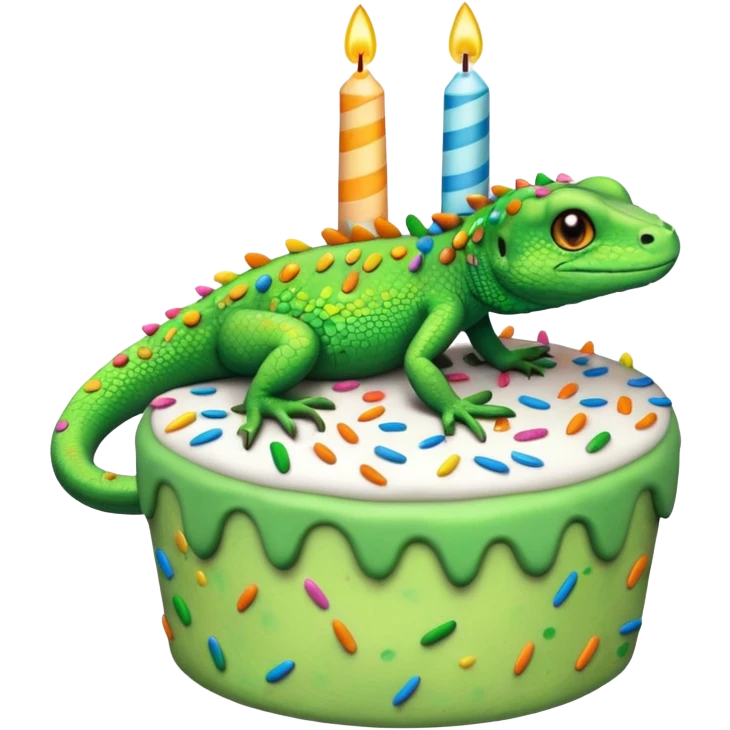Lizard in a birthday cake  emoji