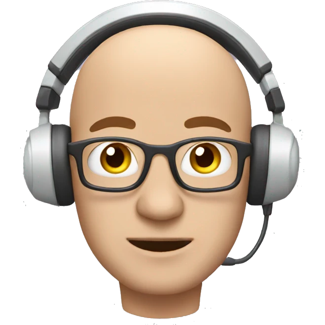 Bald man with a headset and a pc emoji