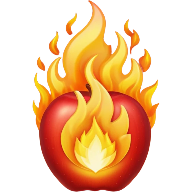 Aesh sheli breslev phrase visualized as a spiritual fire emoji, no text, apple style, glowing warm flame emoji