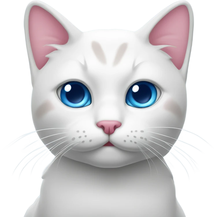 Gato blanco con ojos azules y lazo rosa emoji