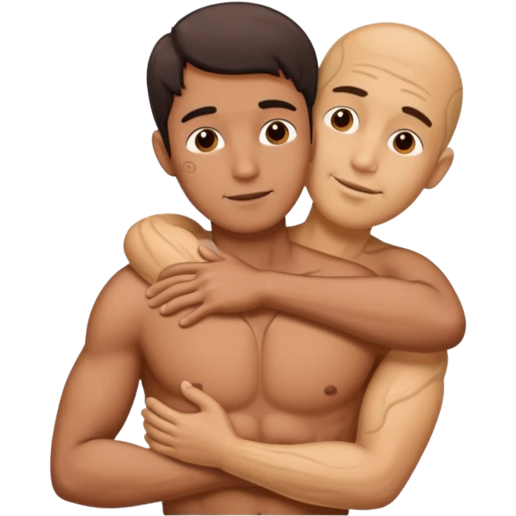 Man hugging a Penis emoji