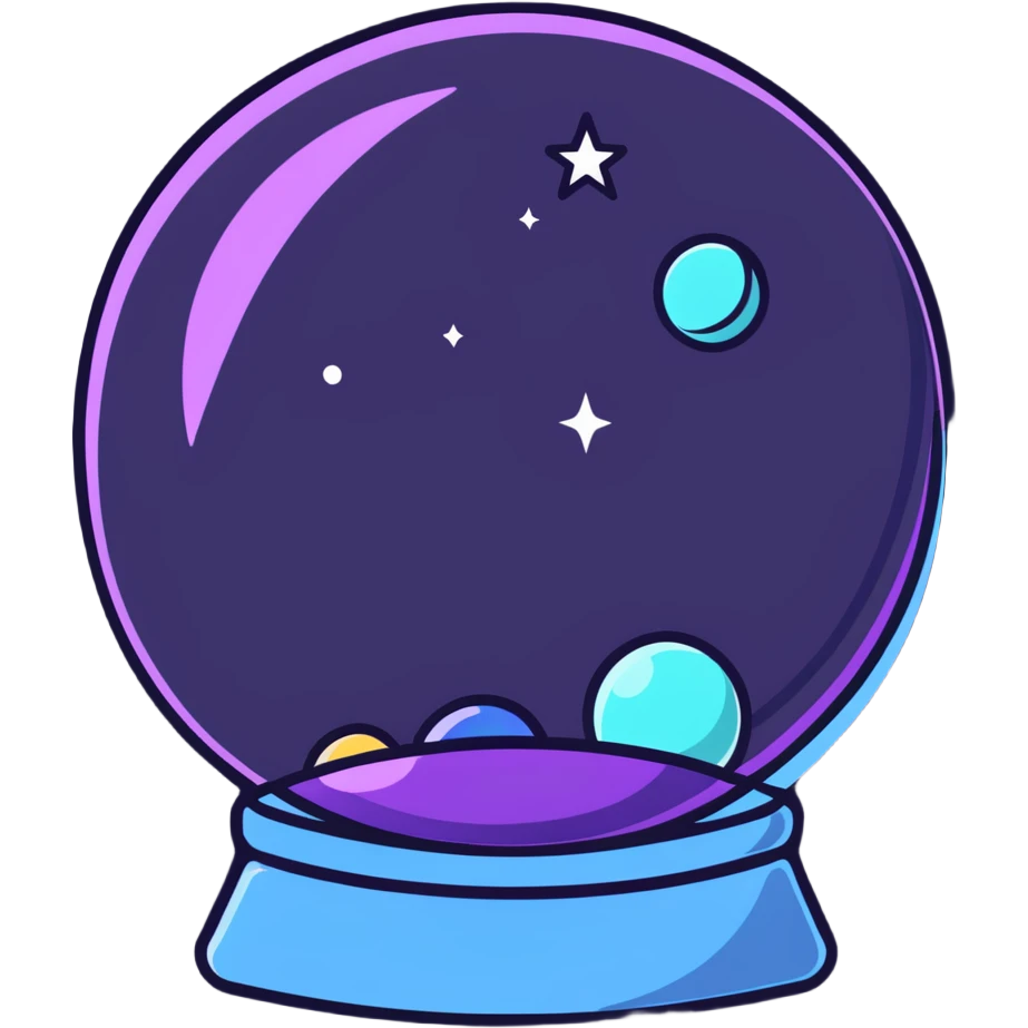 crystal ball with stars and moon emoji